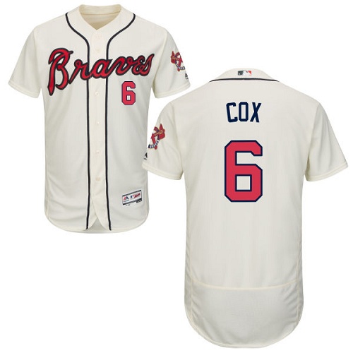 Braves #6 Bobby Cox Cream Flexbase Authentic Collection Stitched MLB Jersey